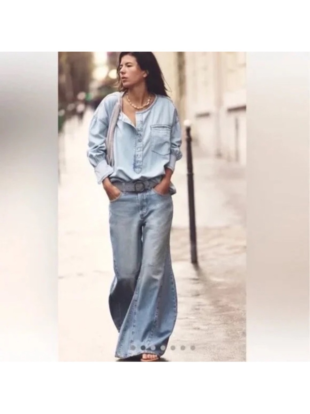 Free People We The Free Eden High Waist Slouchy Baggy Wide Leg Jeans SZ 30 - Picture 3 of 7
